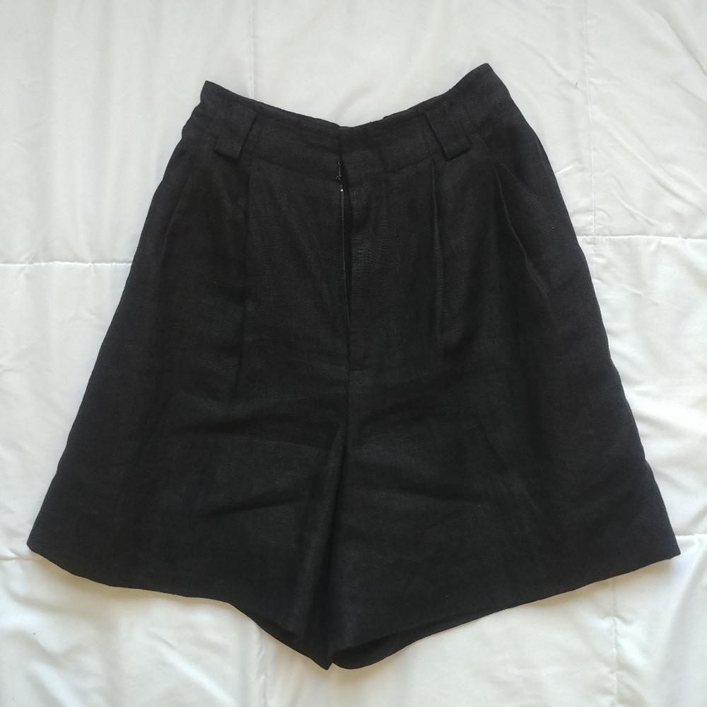Vintage Pleated Linen Shorts